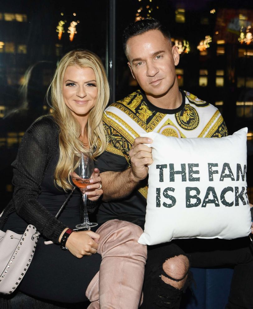 PHOTO: Lauren Pesce and Mike 'The Situation' Sorrentino attend "Jersey Shore Family Vacation" New York Premiere at PHD Rooftop Lounge at Dream Downtown, April 4, 2018, in New York.