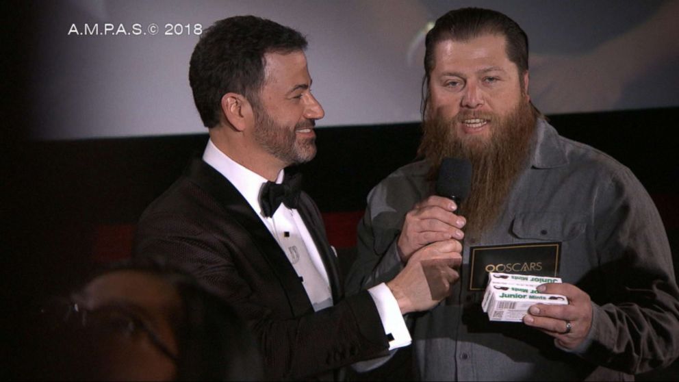 PHOTO: Mike Young was surprised by Oscars host Jimmy Kimmel on March 4, 2018.