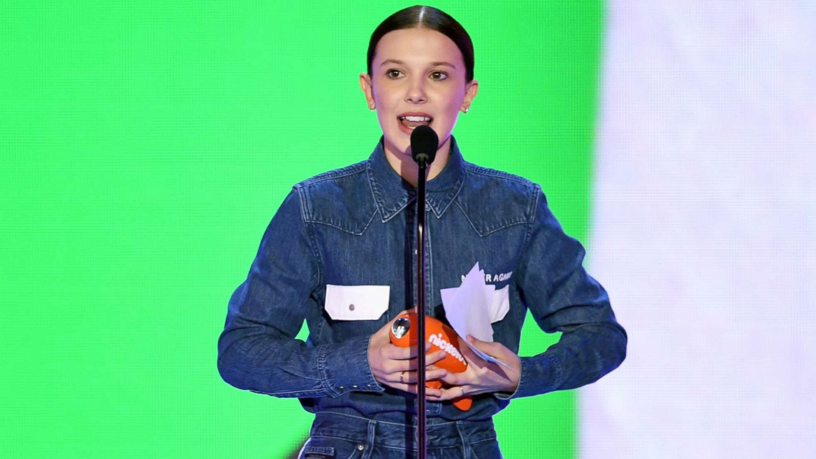 PHOTO: Millie Bobby Brown accepts the favorite TV actress award for "Stranger Things" onstage at Nickelodeon's 2018 Kids' Choice Awards at The Forum, March 24, 2018, in Inglewood, Calif.