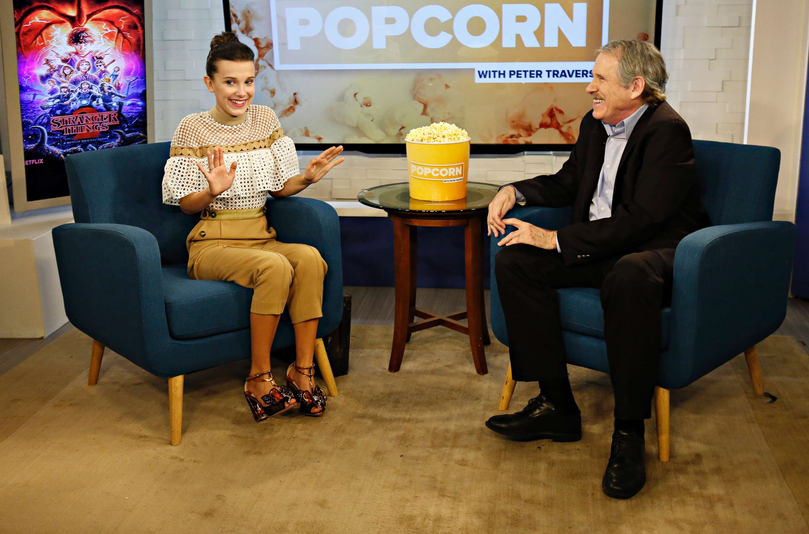 PHOTO: Millie Bobby Brown appears on "Popcorn with Peter Travers" at ABC News studios, Oct. 30, 2017, in New York City.