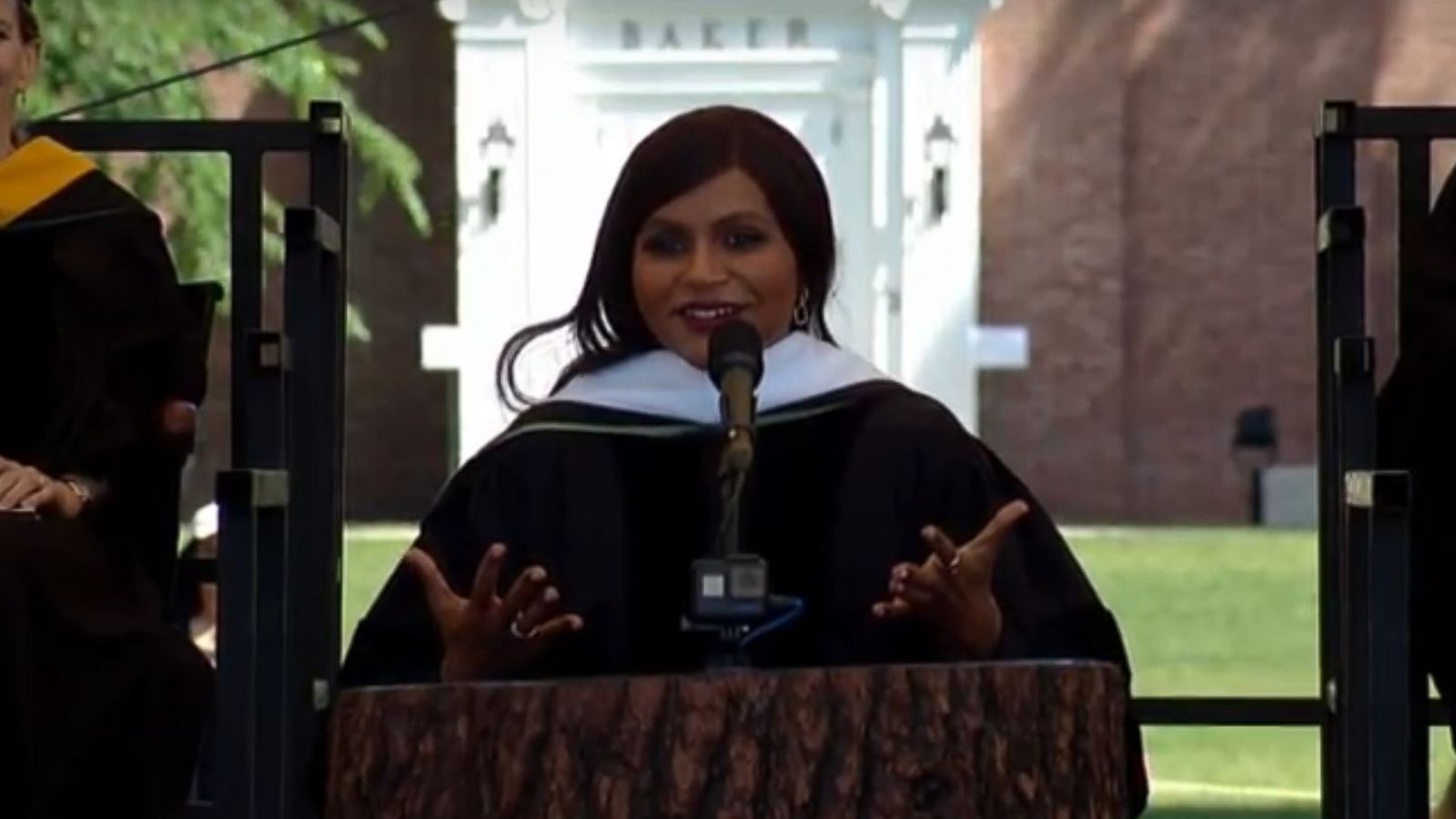 PHOTO: Mindy Kaling spoke at the Dartmouth College commencement ceremony, June 10, 2018.