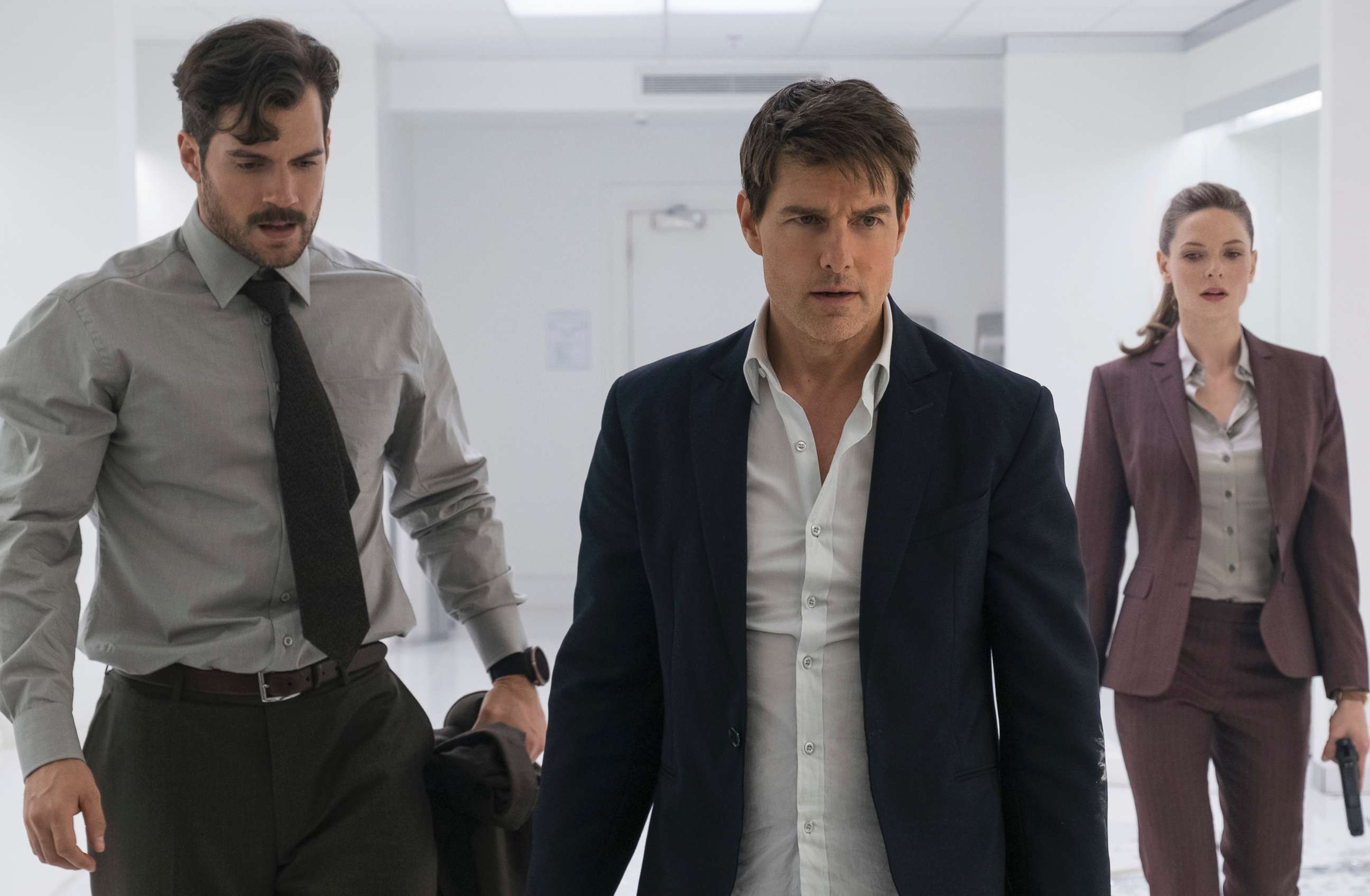 PHOTO: This image released by Paramount Pictures shows, Henry Cavill, from left, Tom Cruise and Rebecca Ferguson in a scene from "Mission: Impossible - Fallout."