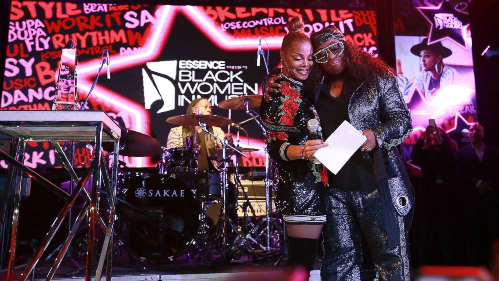 PHOTO: Singers Janet Jackson and Missy Elliott attend the ninth annual Essence Black Women in Music event at the Highline Ballroom, Jan. 25, 2018, in New York. 