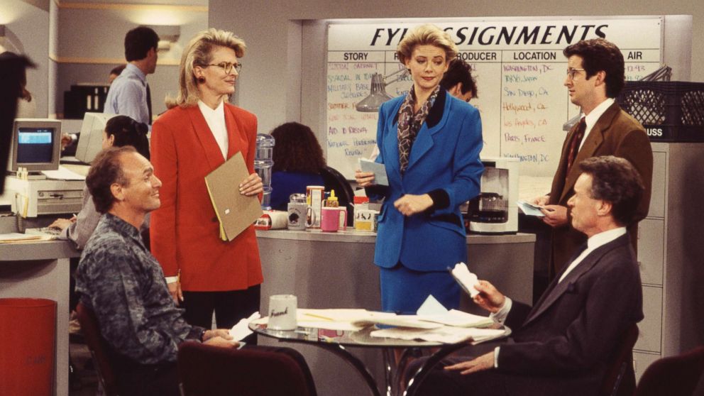 PHOTO: Candice Bergen and the cast of "Murphy Brown" are pictured on-set in 1993.