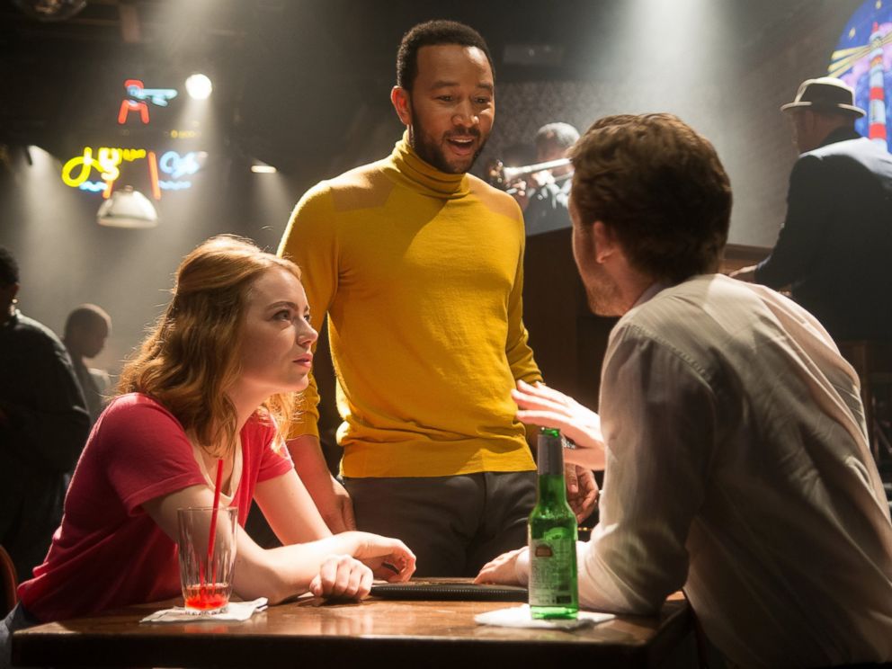 Emma Stone, John Legend and Ryan Gosling star in La La Land.