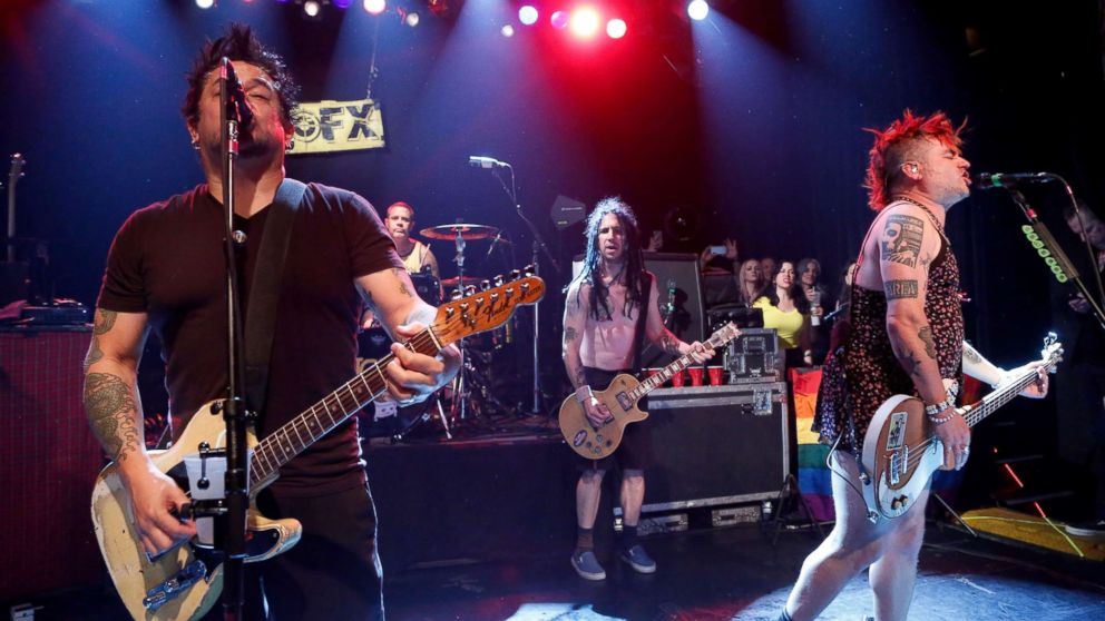 El Hefe, Erik Sandin, Fat Mike and Eric Melvin of NOFX perform at Irving Plaza, April 29, 2016, in New York City.