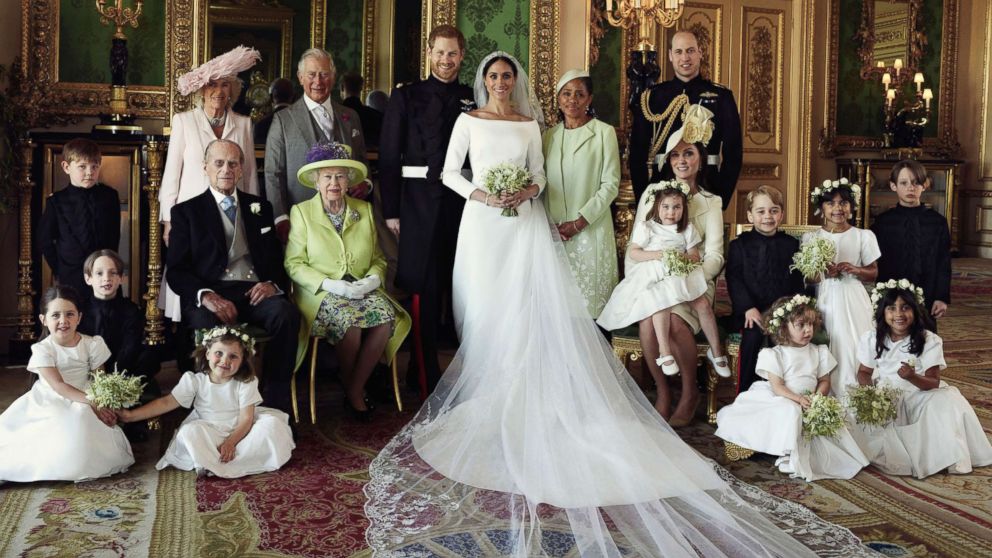 PHOTO: An official wedding photo of Britain's Prince Harry and Meghan Markle, with the royal family at Windsor Castle in Windsor, England, May 19, 2018.