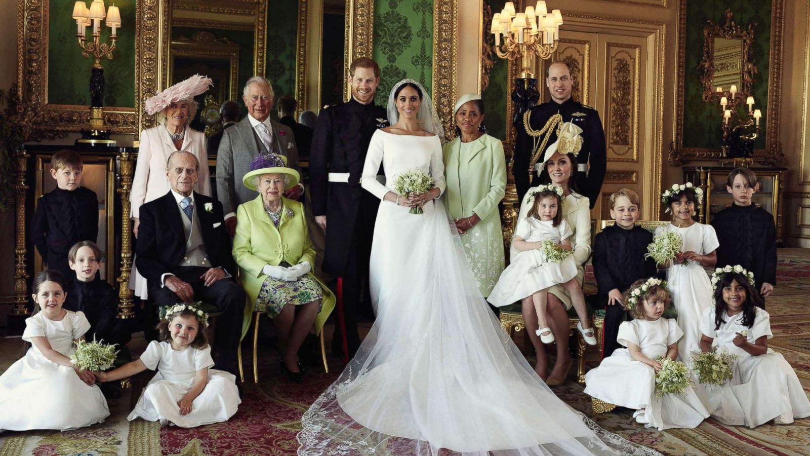 PHOTO: An official wedding photo of Britain's Prince Harry and Meghan Markle, with the royal family at Windsor Castle in Windsor, England, May 19, 2018.