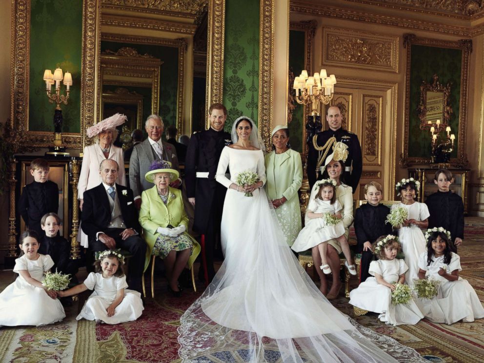 PHOTO: An official wedding photo of Britain's Prince Harry and Meghan Markle, with the royal family at Windsor Castle in Windsor, England, May 19, 2018.
