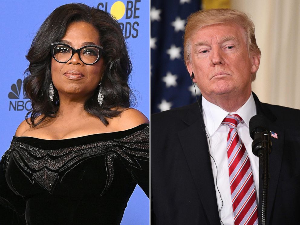 PHOTO: Pictured (L-R) are Oprah Winfrey in Beverly Hills, Calif., Jan. 7, 2018 and President Donald Trump in Washington, D.C., Sept. 7, 2017.