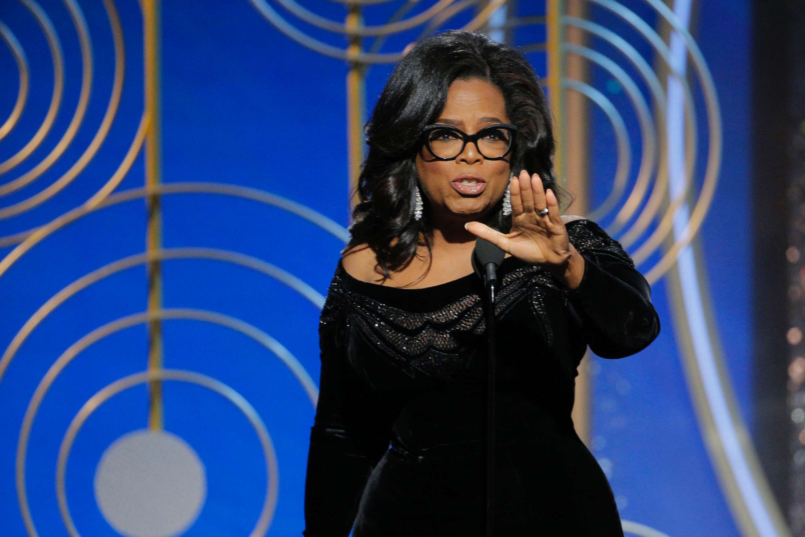 PHOTO: Oprah Winfrey accepts the Cecil B. Demille award at the 75th annual Golden Globe awards, Jan. 7, 2018, in Beverly Hills, Calif.