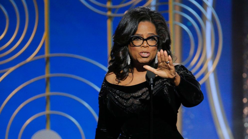 Oprah Winfrey accepts the Cecil B. Demille award at the 75th annual Golden Globe awards, Jan. 7, 2018, in Beverly Hills, Calif.
