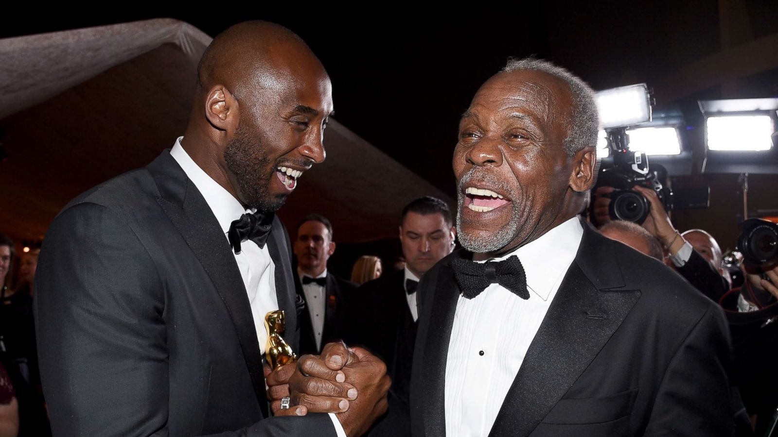 PHOTO: Filmmaker Kobe Bryant, winner of the Best Animated Short Film award for 'Dear Basketball,' and actor Danny Glover attend the 90th Annual Academy Awards Governors Ball at Hollywood & Highland Center, March 4, 2018, in Hollywood, Calif.