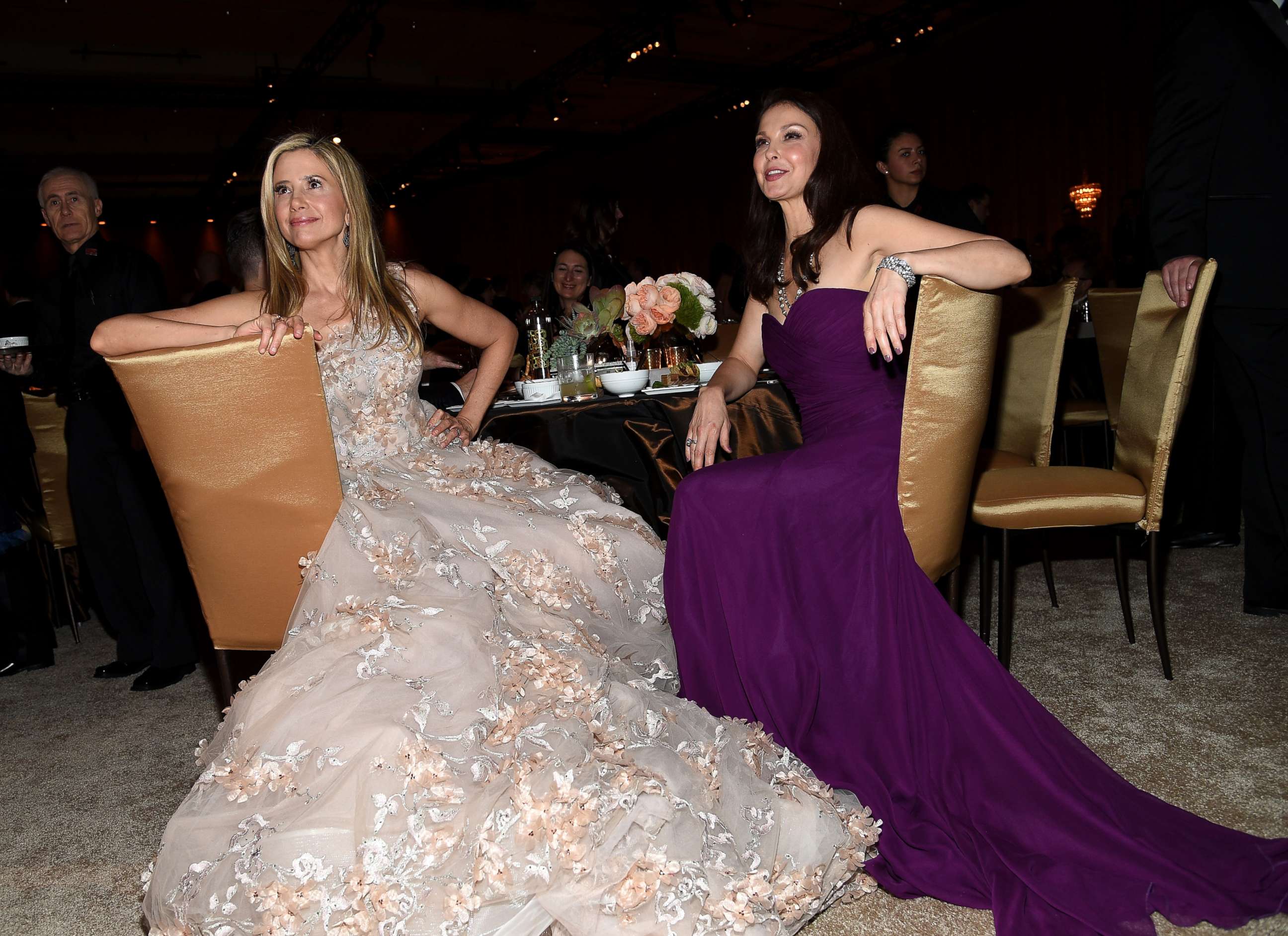PHOTO: Mira Sorvino and Ashley Judd attend the 90th Annual Academy Awards Governors Ball at Hollywood & Highland Center, March 4, 2018, in Hollywood, Calif.
