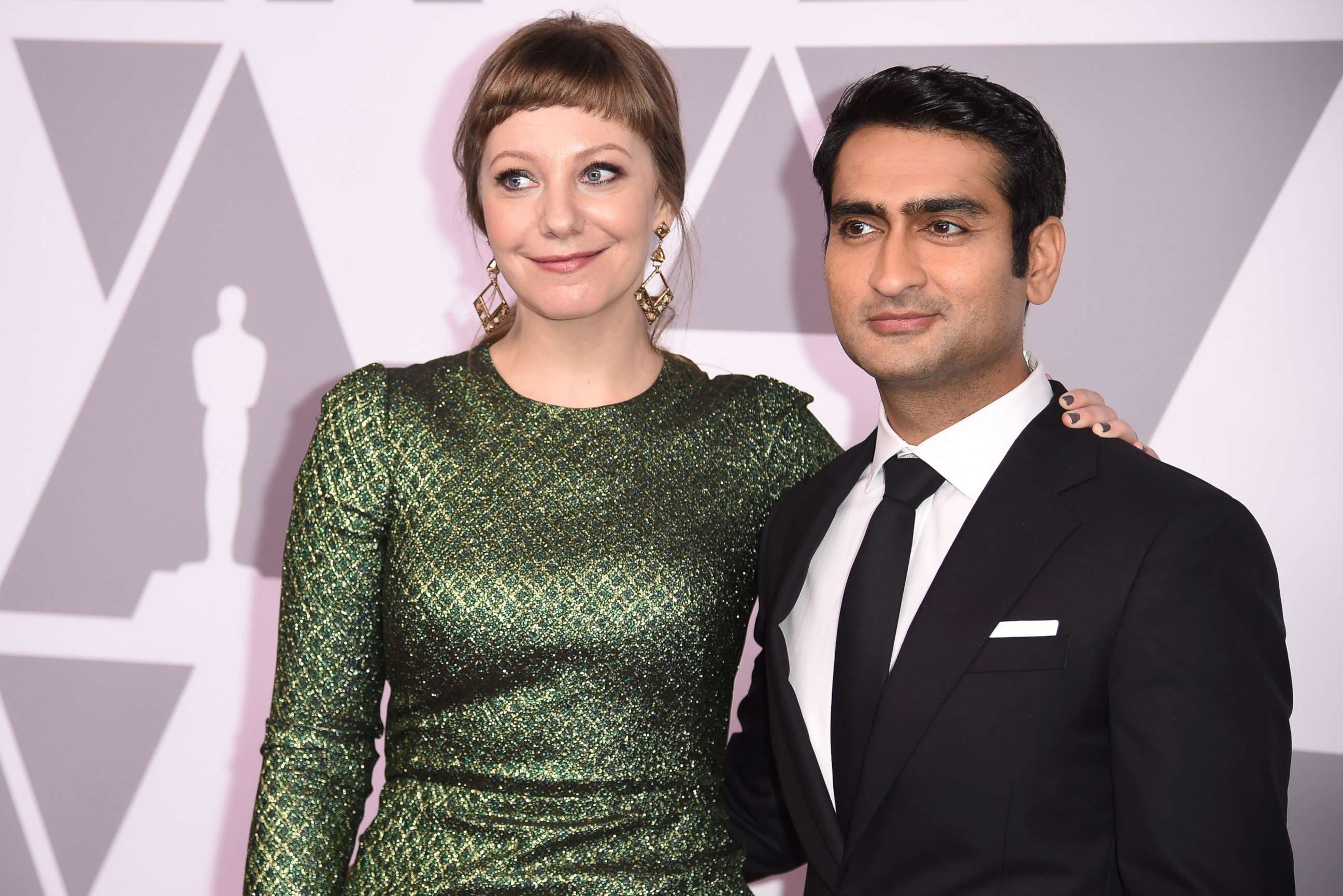 PHOTO: Emily V. Gordon (L) and Kumail Nanjiani, nominated for original screenplay for "The Big Sick," arrive for the Annual Academy Awards Nominee Luncheon at the Beverly Hilton Hotel in Beverly Hills, Calif., Feb. 5, 2018.