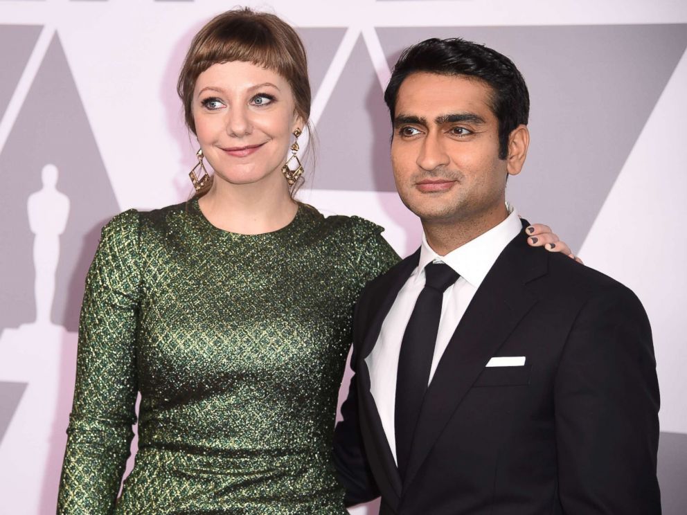 PHOTO: Emily V. Gordon (L) and Kumail Nanjiani, nominated for original screenplay for The Big Sick, arrive for the Annual Academy Awards Nominee Luncheon at the Beverly Hilton Hotel in Beverly Hills, Calif., Feb. 5, 2018.