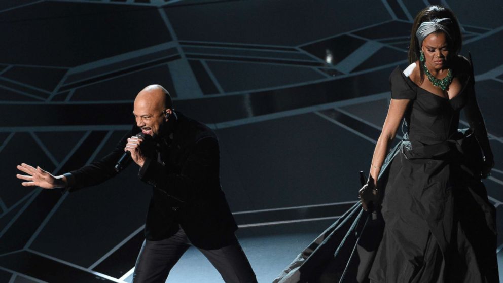 Common and Andra Day perform "Stand Up For Something" from the film "Marshall" at the Oscars, March 4, 2018, at the Dolby Theatre in Los Angeles.