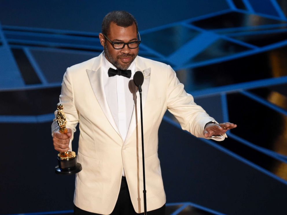 PHOTO: Jordan Peele accepts the award for best original screenplay for "Get Out" at the Oscars at the Dolby Theatre in Los Angeles, March 4, 2018.