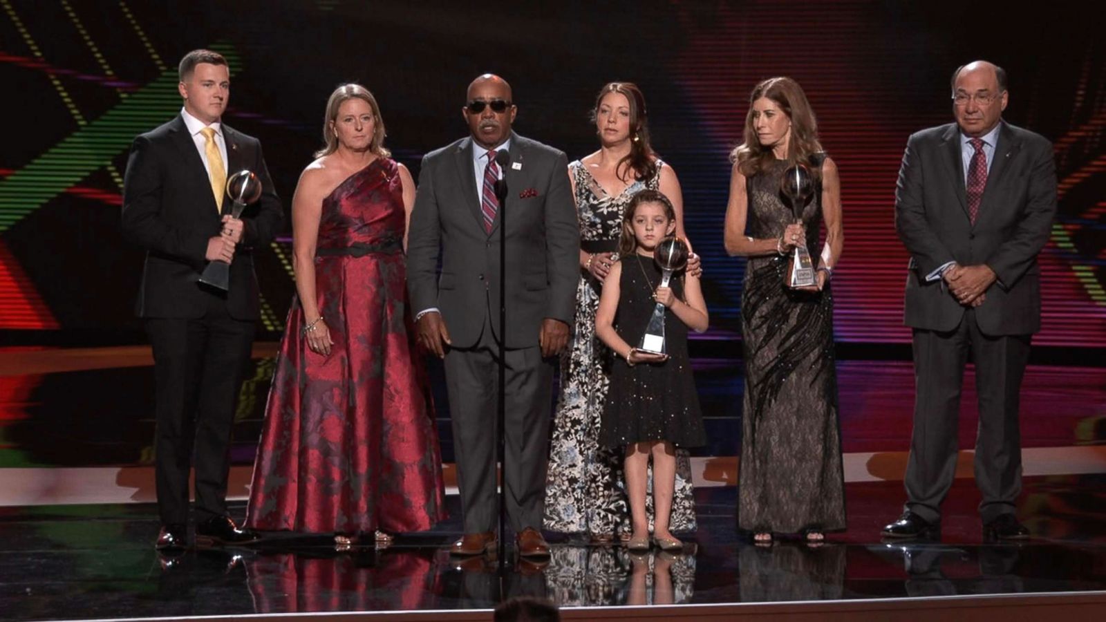 PHOTO: The 2018 ESPY awards honored the 3 coaches who were killed during the mass shooting at Marjory Stoneman-Douglas High School in Parkland Florida, with the 'Best Coach' award, July 17, 2018.