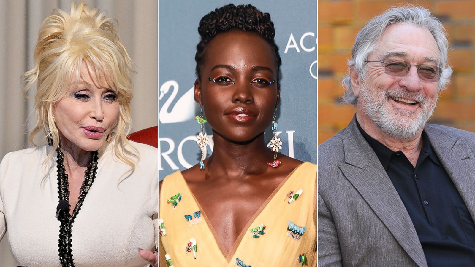 PHOTO: Dolly Parton, left, Lupita Nyong'o and Robert De Niro are set to receive stars on the Hollywood Walk of Fame in 2019.