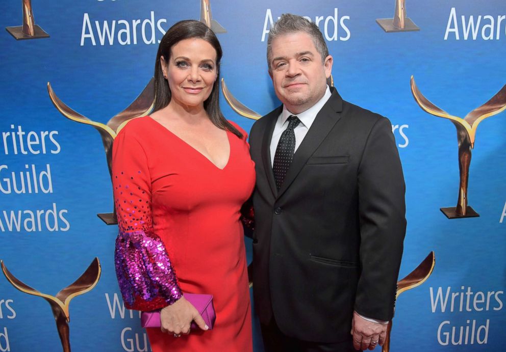 PHOTO: Meredith Salenger and actor-comedian Patton Oswalt attend the 2018 Writers Guild Awards L.A. Ceremony at The Beverly Hilton Hotel on Feb. 11, 2018 in Beverly Hills, Calif.