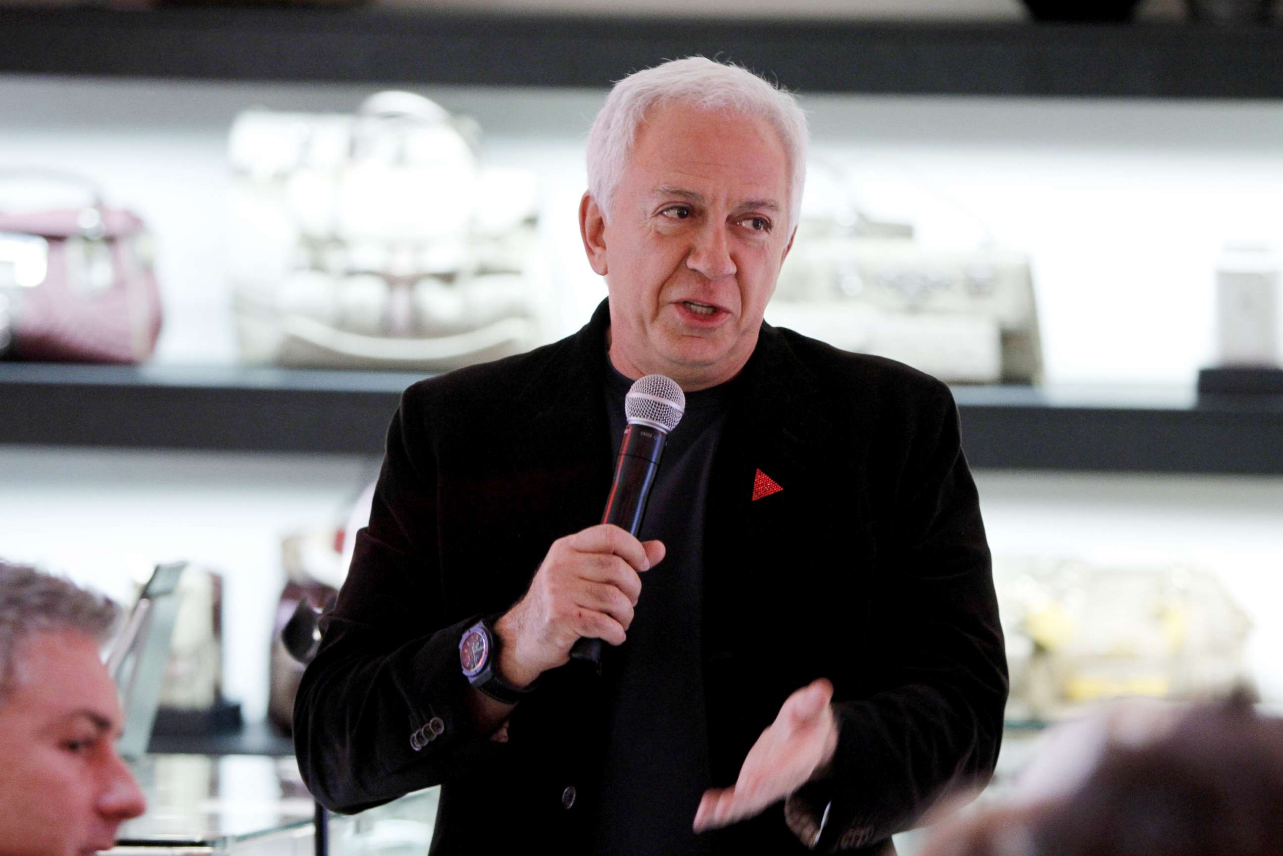 PHOTO: Paul Marciano speaks at GUESS Flagship Boutique on Nov. 10, 2011, in Beverly Hills, Calif. 
