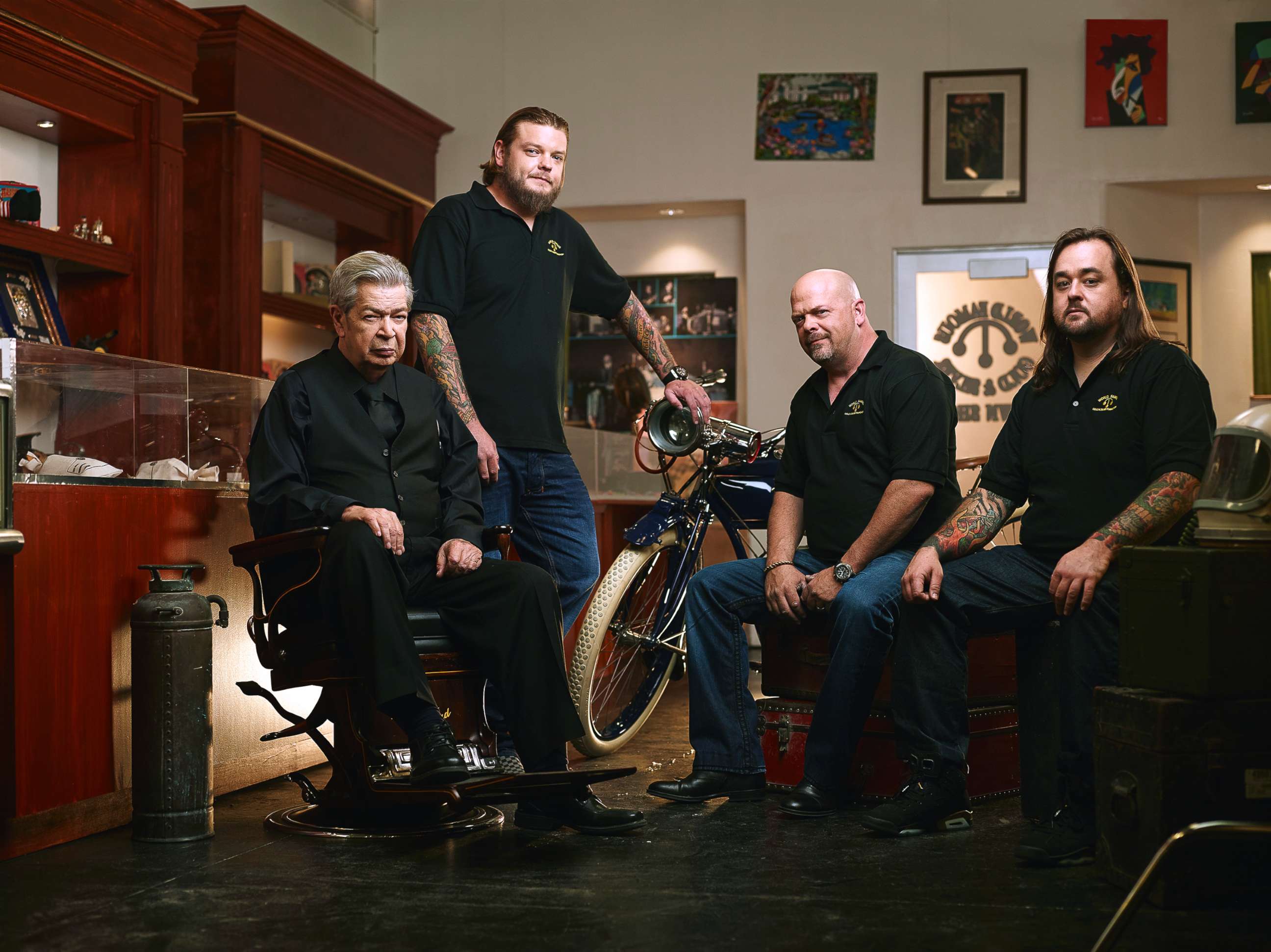 PHOTO: The cast of Pawn Stars, from left, Richard Harrison, Corey Harrison, Rick Harrison and Austin "Chumlee" Russell.