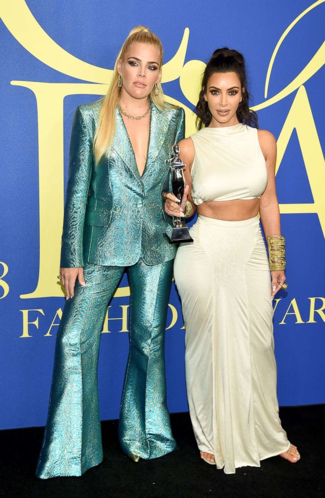 PHOTO: Busy Phillips and 2018 CFDA Influencer Award Winner Kim Kardashian West attend the 2018 CFDA Fashion Awards at Brooklyn Museum, June 4, 2018 in New York City.