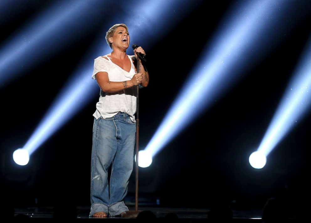 PHOTO: Pink performs "Wild Hearts Can't Be Broken" at the 60th annual Grammy Awards at Madison Square Garden, Jan. 28, 2018, in New York.