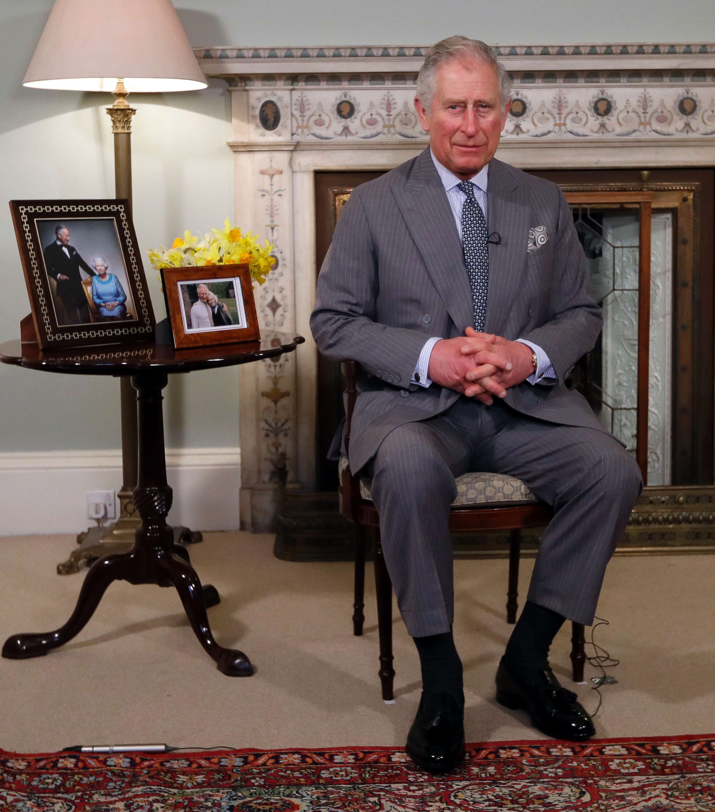 PHOTO: Britain's Prince Charles delivers his Easter message on March 15, 2018 at the Clarence House in London.