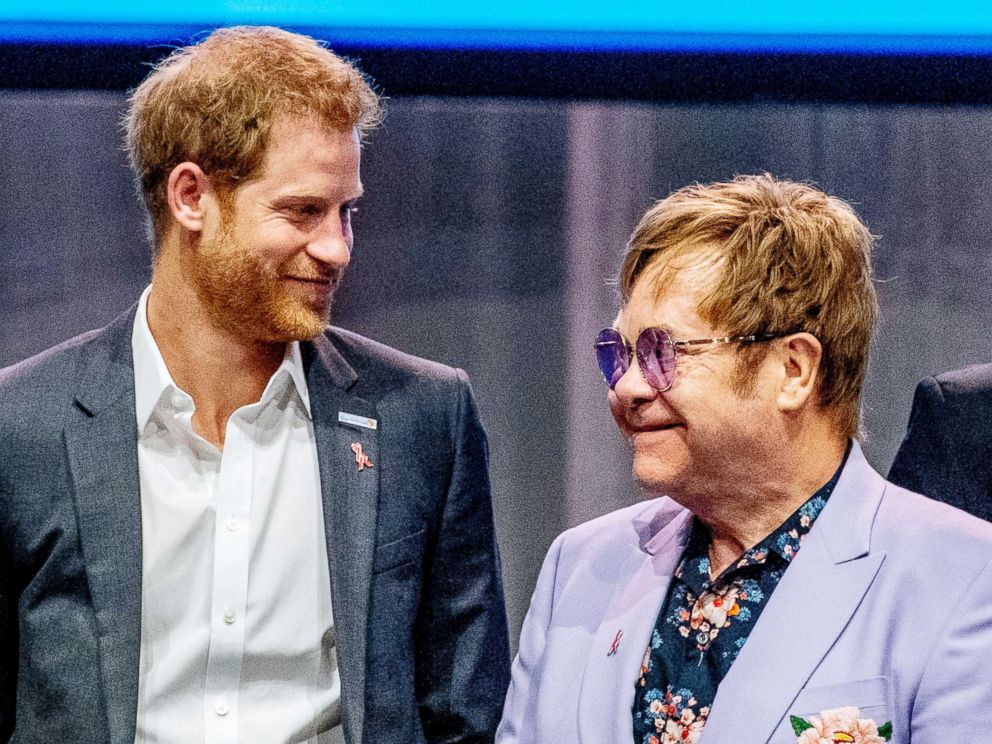   PHOTO: Prince Harry and Elton John at a session at the AIDS2018 conference on the work of the 22nd International AIDS Conference of the Elton John Aids Foundation, Amsterdam, July 24, 2018. 