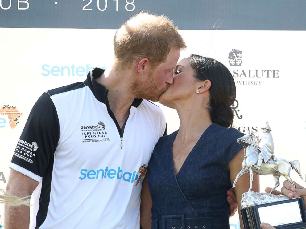 PHOTO: Meghan, Duchess of Sussex, and Prince Harry, Duke of Sussex, kiss after the Sentebale Polo 2018 held at the Royal County of Berkshire Polo Club, July 26, 2018, in Windsor, England.