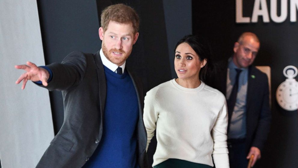 PHOTO: Prince Harry and Meghan Markle during a visit to Titanic Belfast maritime museum, March 23, 2018 in Belfast.
