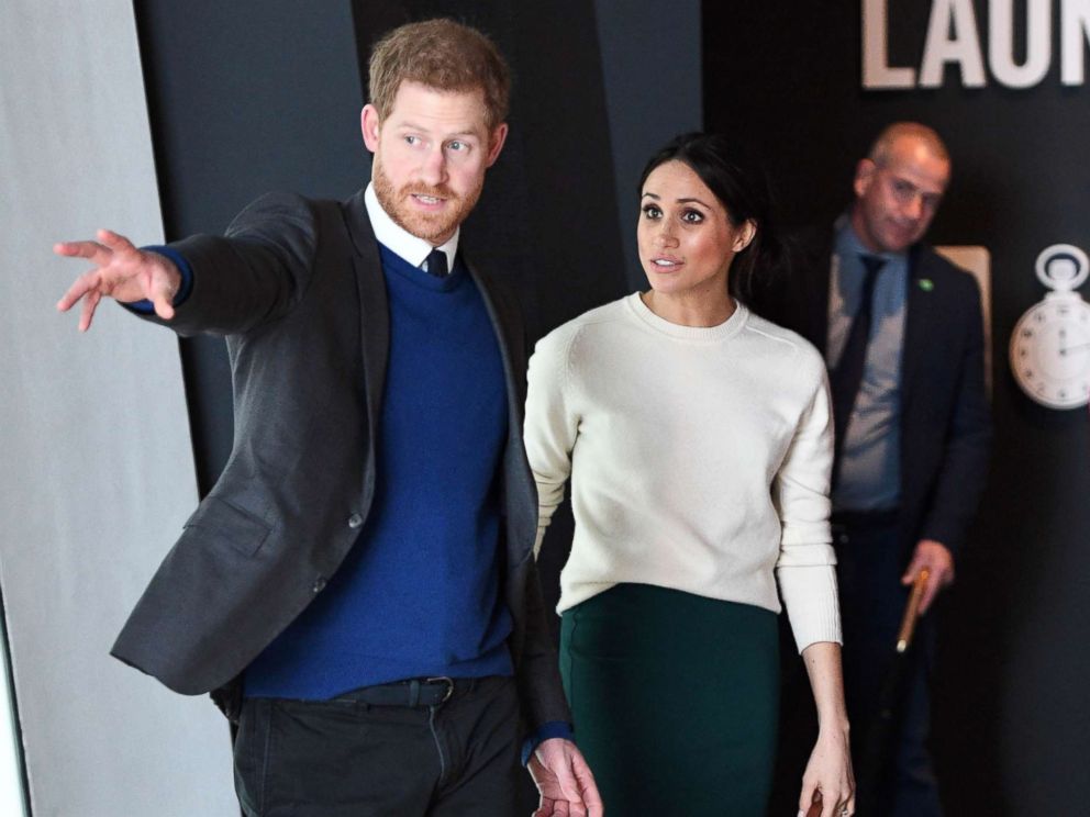 PHOTO: Prince Harry and Meghan Markle during a visit to Titanic Belfast maritime museum, March 23, 2018 in Belfast.