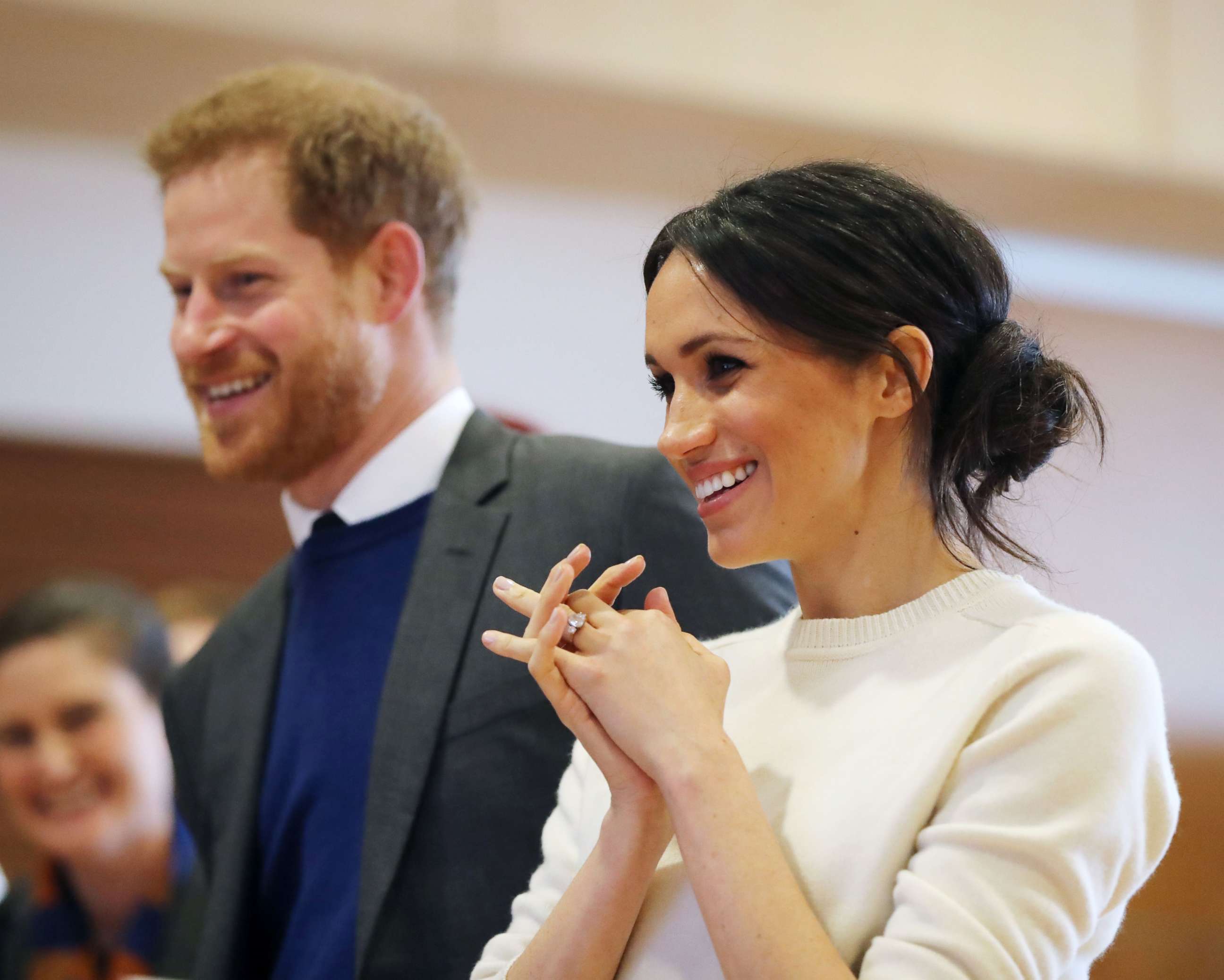 PHOTO: Prince Harry and Meghan Markle during a visit to Catalyst Inc science park in Belfast where they met some of Northern Ireland's brightest young entrepreneurs, March 23, 2018 in Belfast.