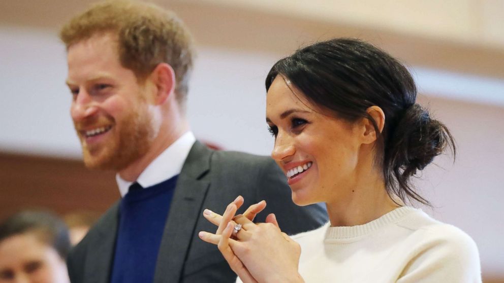 PHOTO: Prince Harry and Meghan Markle during a visit to Catalyst Inc science park in Belfast where they met some of Northern Ireland's brightest young entrepreneurs, March 23, 2018 in Belfast.