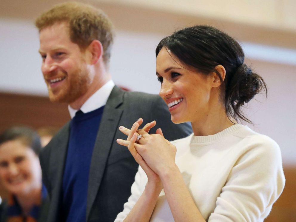 PHOTO: Prince Harry and Meghan Markle during a visit to Catalyst Inc science park in Belfast where they met some of Northern Irelands brightest young entrepreneurs, March 23, 2018 in Belfast.