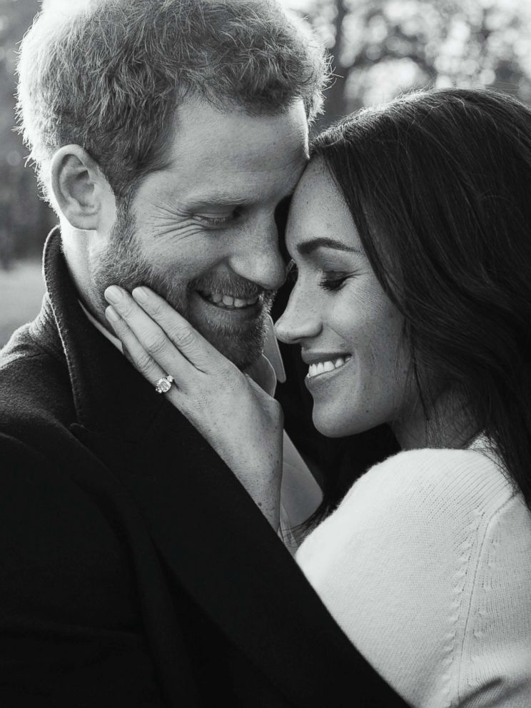 PHOTO: In this photo published by the Kensington Palace on December 21, 2017, British Prince Harry and Meghan Markle pose for one of two official engagement photos at Frogmore House in Windsor, England. 