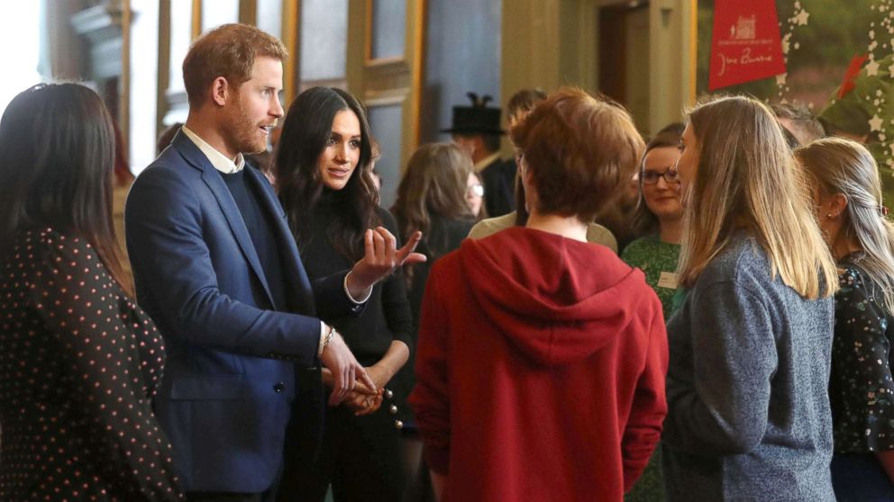 PHOTO: Prince Harry and Meghan Markle during a reception for young people at the Palace of Holyroodhouse, in Edinburgh, during their visit to Scotland, Feb. 13, 2018.