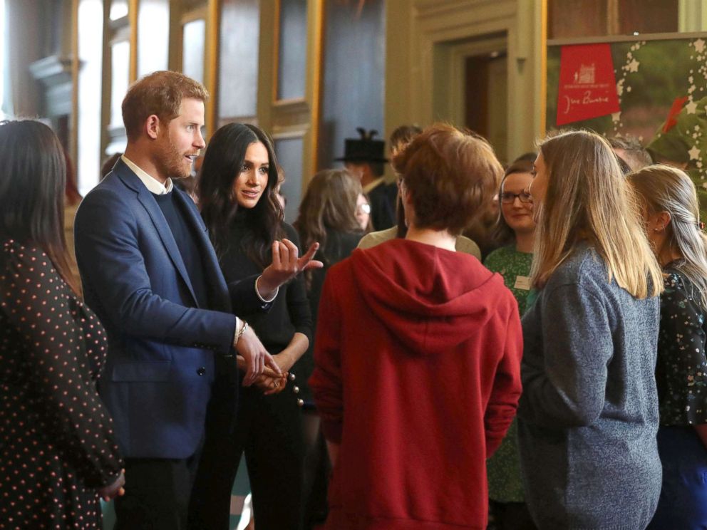 PHOTO: Prince Harry and Meghan Markle during a reception for young people at the Palace of Holyroodhouse, in Edinburgh, during their visit to Scotland, Feb. 13, 2018.