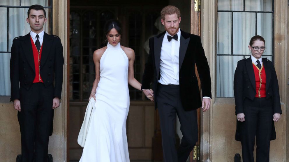 PHOTO: The newly married Duke and Duchess of Sussex, Prince Harry and Meghan Markle, leave Windsor Castle after their wedding to attend an evening reception at Frogmore House, in Windsor, England, May 19, 2018.