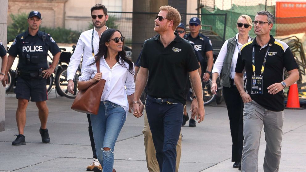 PHOTO: Prince Harry and Meghan Markle attend the wheelchair tennis event together at the Invictus Games in Toronto, Sept. 25, 2017.