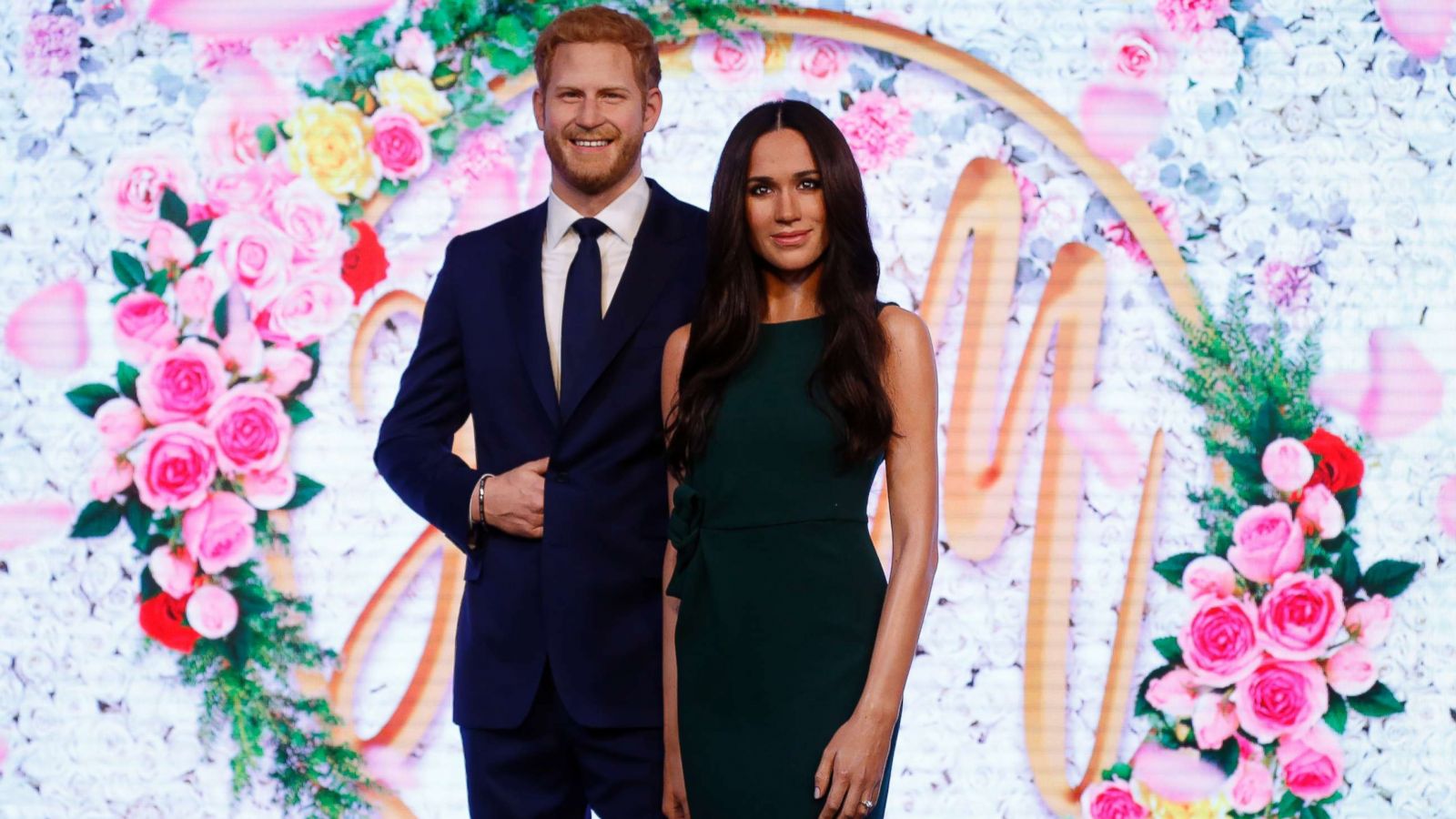 PHOTO: Britain's Prince Harry and Meghan Markle are on display as wax figures at Madame Tussauds in London, May 9, 2018.