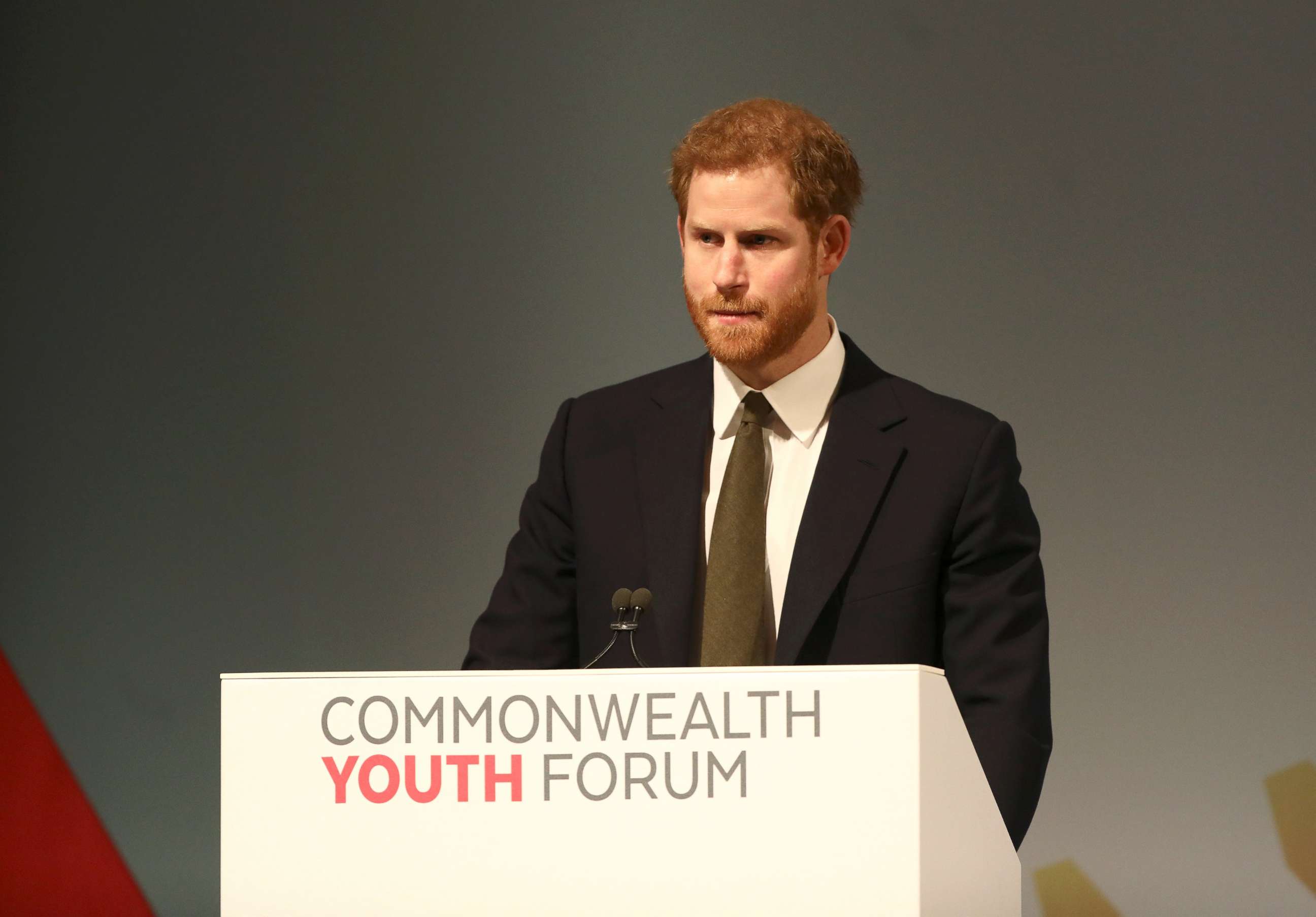 PHOTO: Britain's Prince Harry attends a Youth Forum on the sidelines of the Commonwealth Heads of Government Meeting (CHOGM) in London, April 16, 2018.