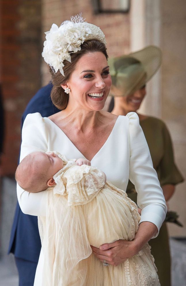 PHOTO: Kate, Duchess of Cambridge carries Prince Louis as they arrive for his christening service at the Chapel Royal, St James's Palace, London, July 9, 2018.