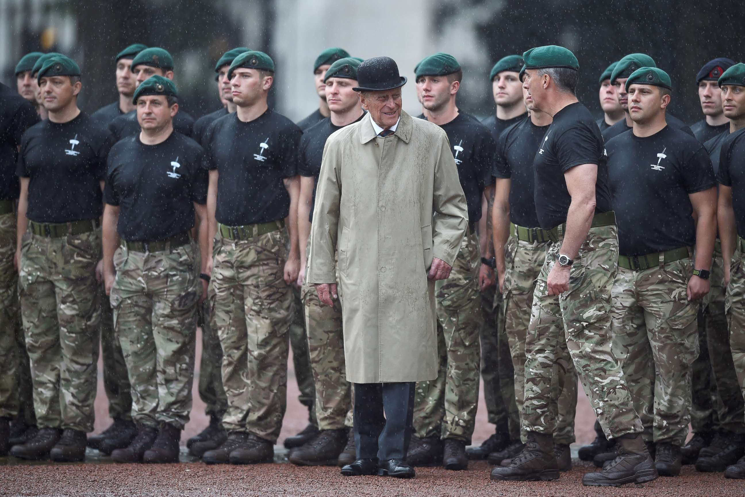 PHOTO: Britain's Prince Philip, in his role as Captain General, Royal Marines, attends a Parade to mark the finale of the 1664 Global Challenge, on the Buckingham Palace Forecourt, in central London, Britain Aug. 2, 2017.