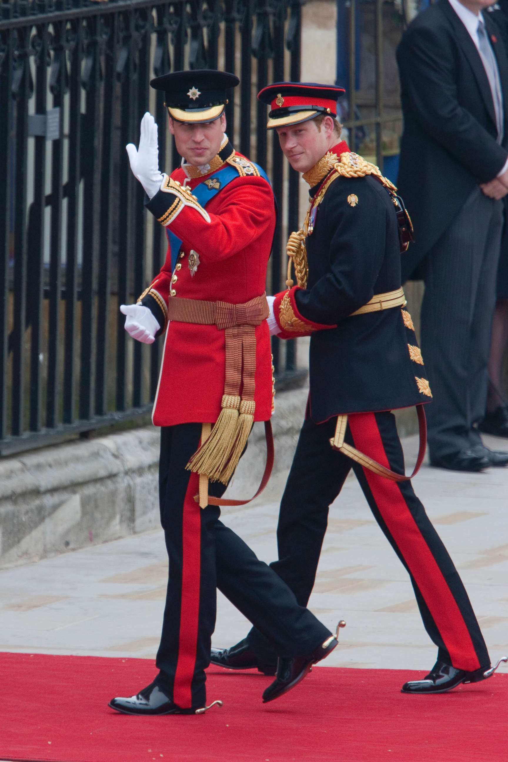 PHOTO: Britain's Prince William arrives with his brother Prince Harry at Westminster Abbey for his royal wedding to Kate Middleton in London, April 29, 2011. 
