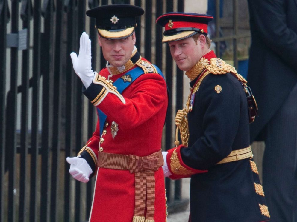 PHOTO: Britains Prince William arrives with his brother Prince Harry at Westminster Abbey for his royal wedding to Kate Middleton in London, April 29, 2011.