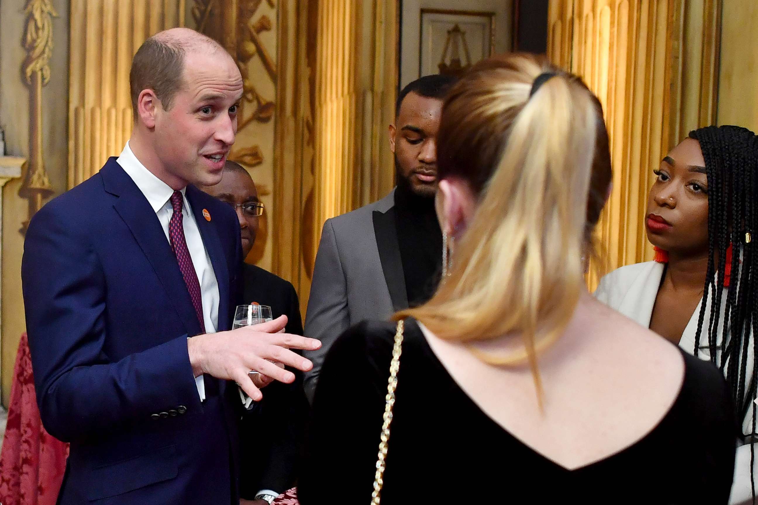 PHOTO: Britain's Prince William, Duke of Cambridge meets young people who have benefited from the Centrepoint charity on his arrival to present the 2018 Centrepoint Awards and deliver a speech at Kensington Palace in London, Feb. 8, 2018. 