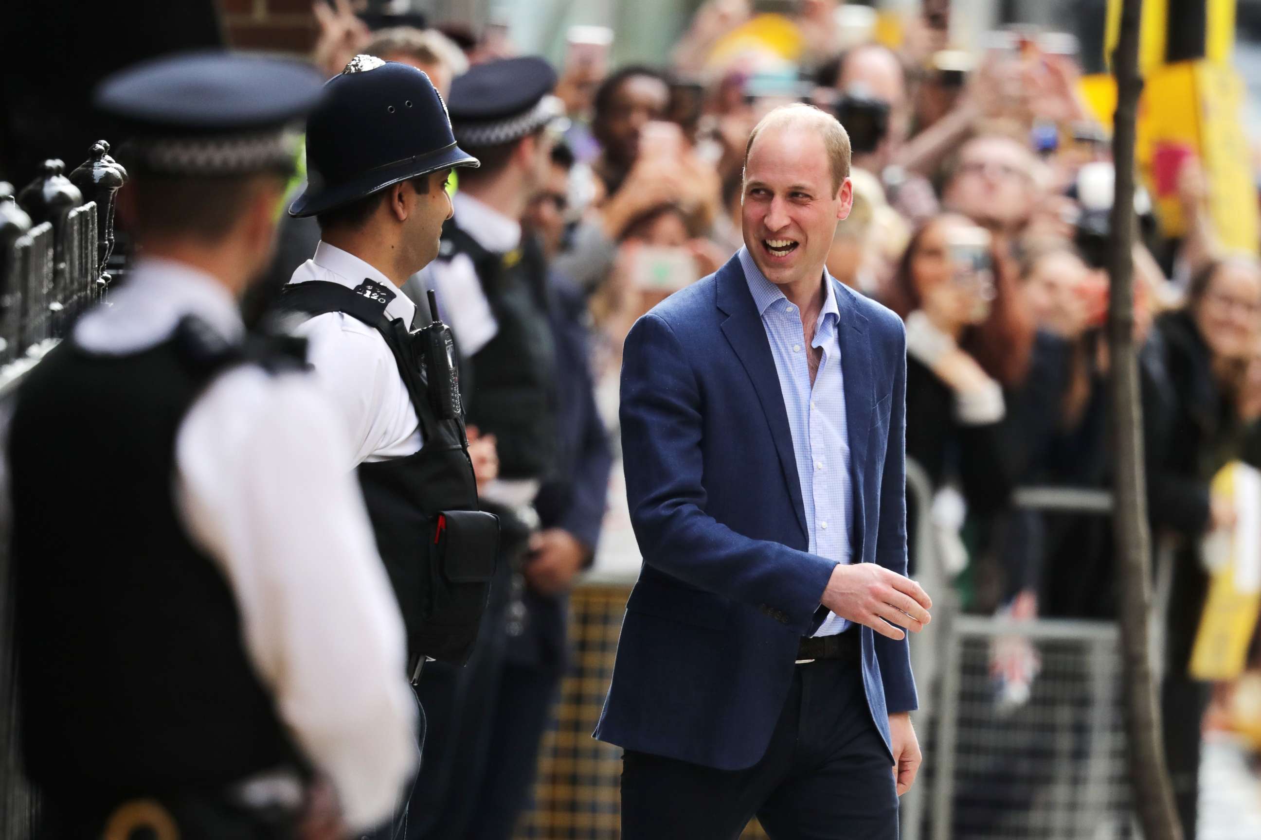 PHOTO: Prince William, Duke of Cambridge, leaves the Lindo Wing of St Mary's Hospital after Catherine, Duchess of Cambridge, gave birth to a baby boy on April 23, 2018 in London.